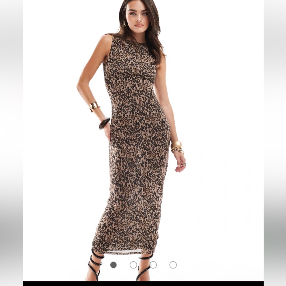 4th & Reckless sleeveless mesh maxi dress in leopard print